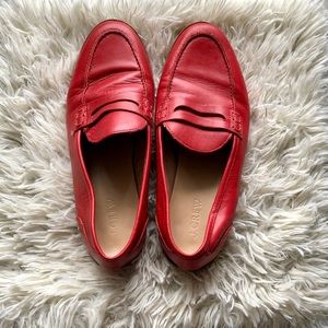 Jcrew red penny loafers